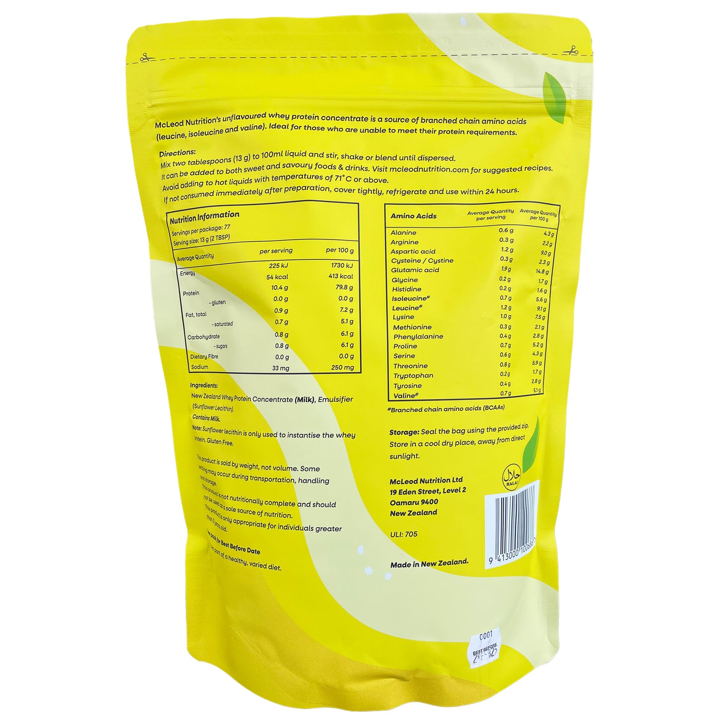 Unflavoured Whey Protein Concentrate 1kg