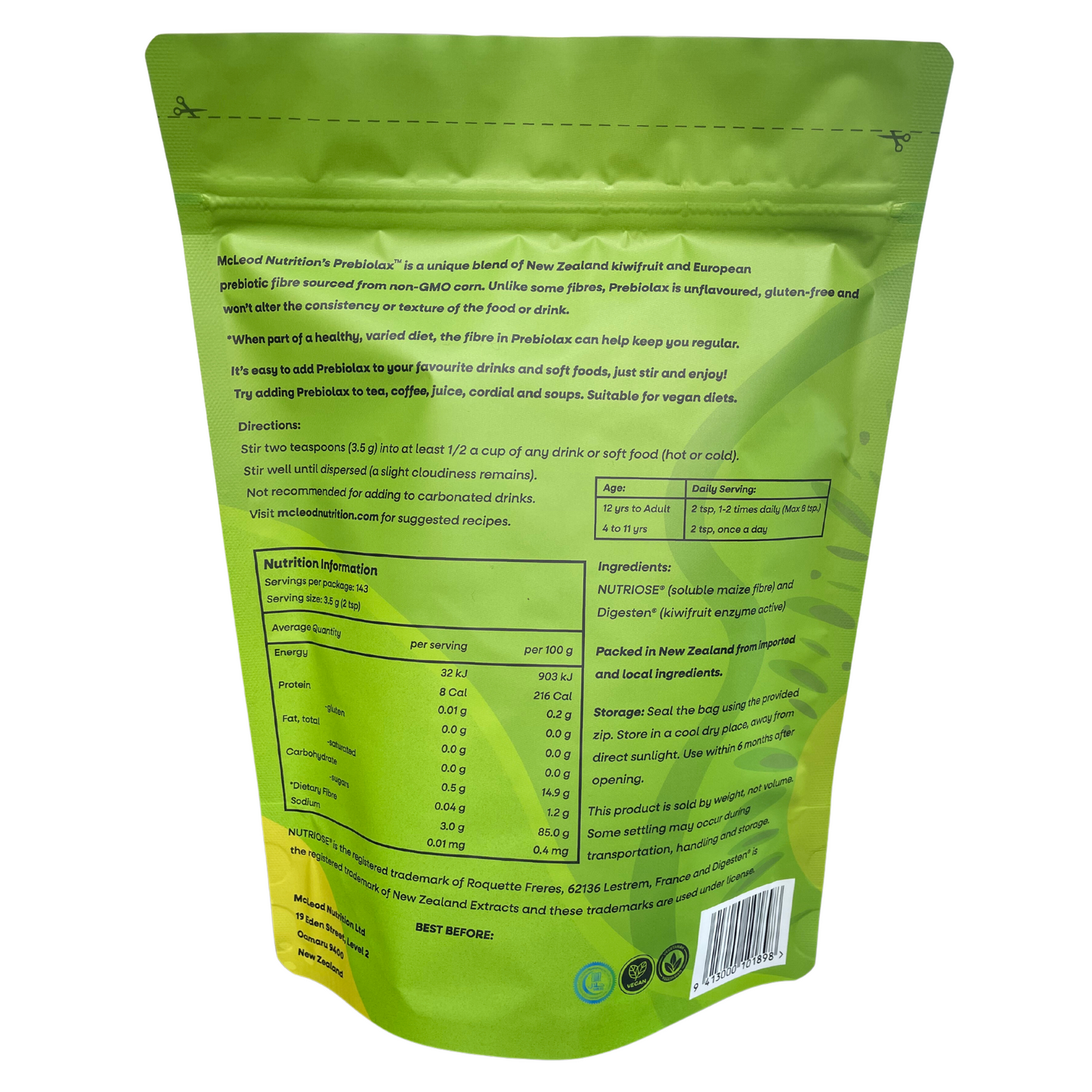 Prebiolax™ - Kiwifruit & Corn Prebiotic Soluble Fibre 500g