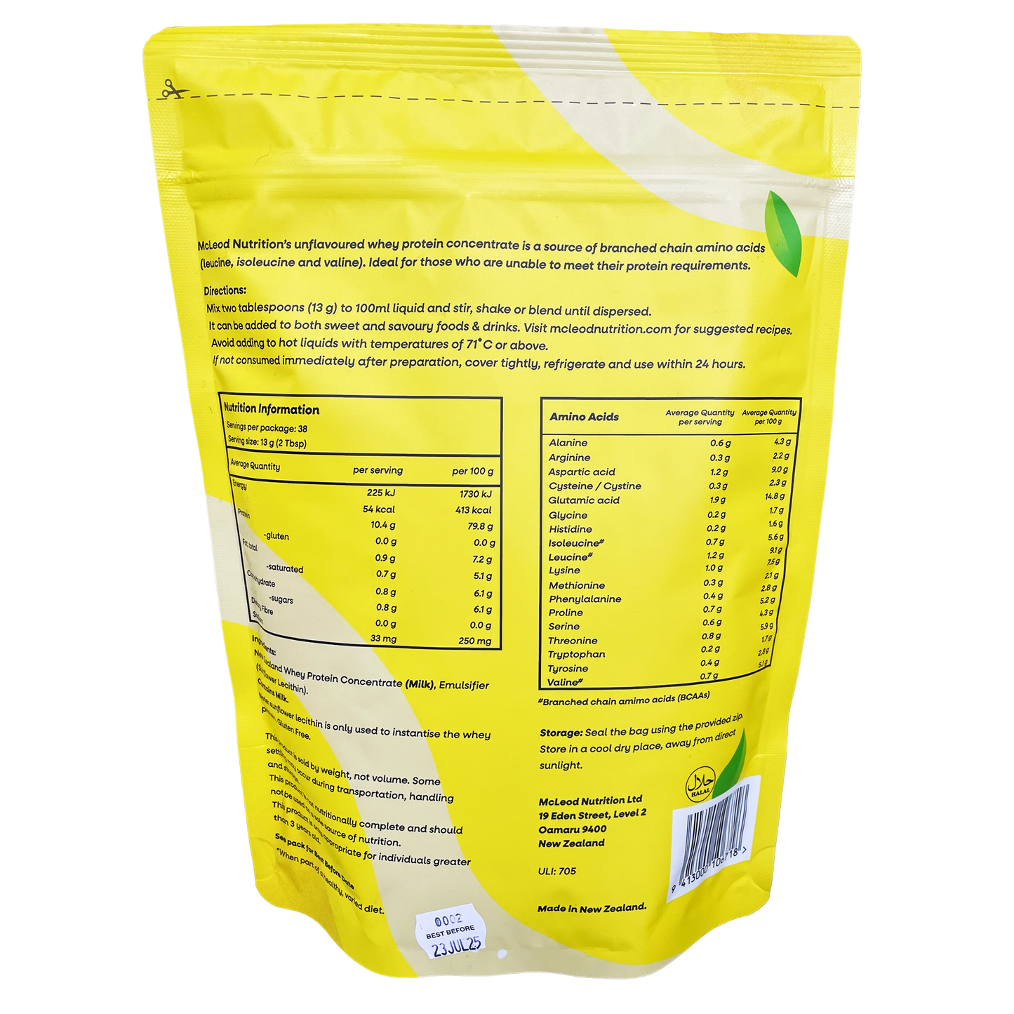 Unflavoured Whey Protein Concentrate 500g